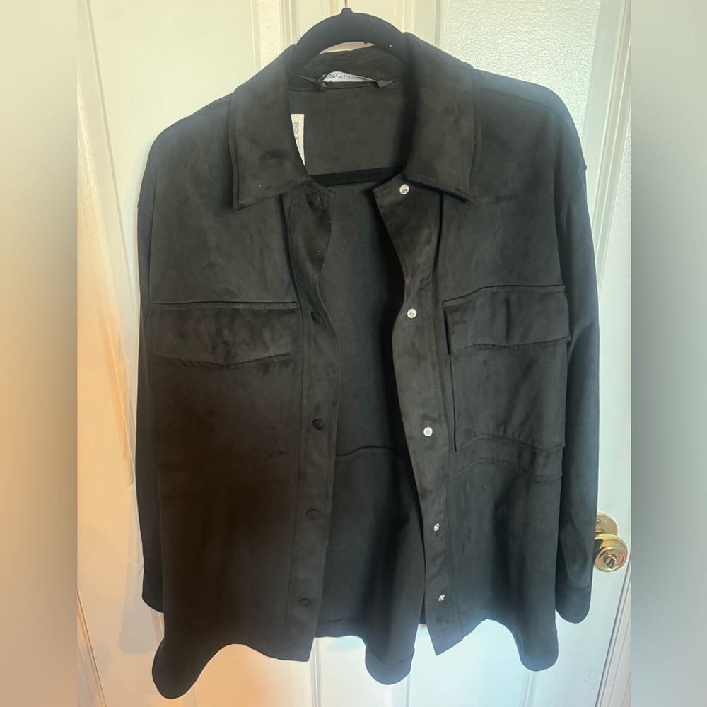 Zara Black Utility Jacket with Relaxed Fit